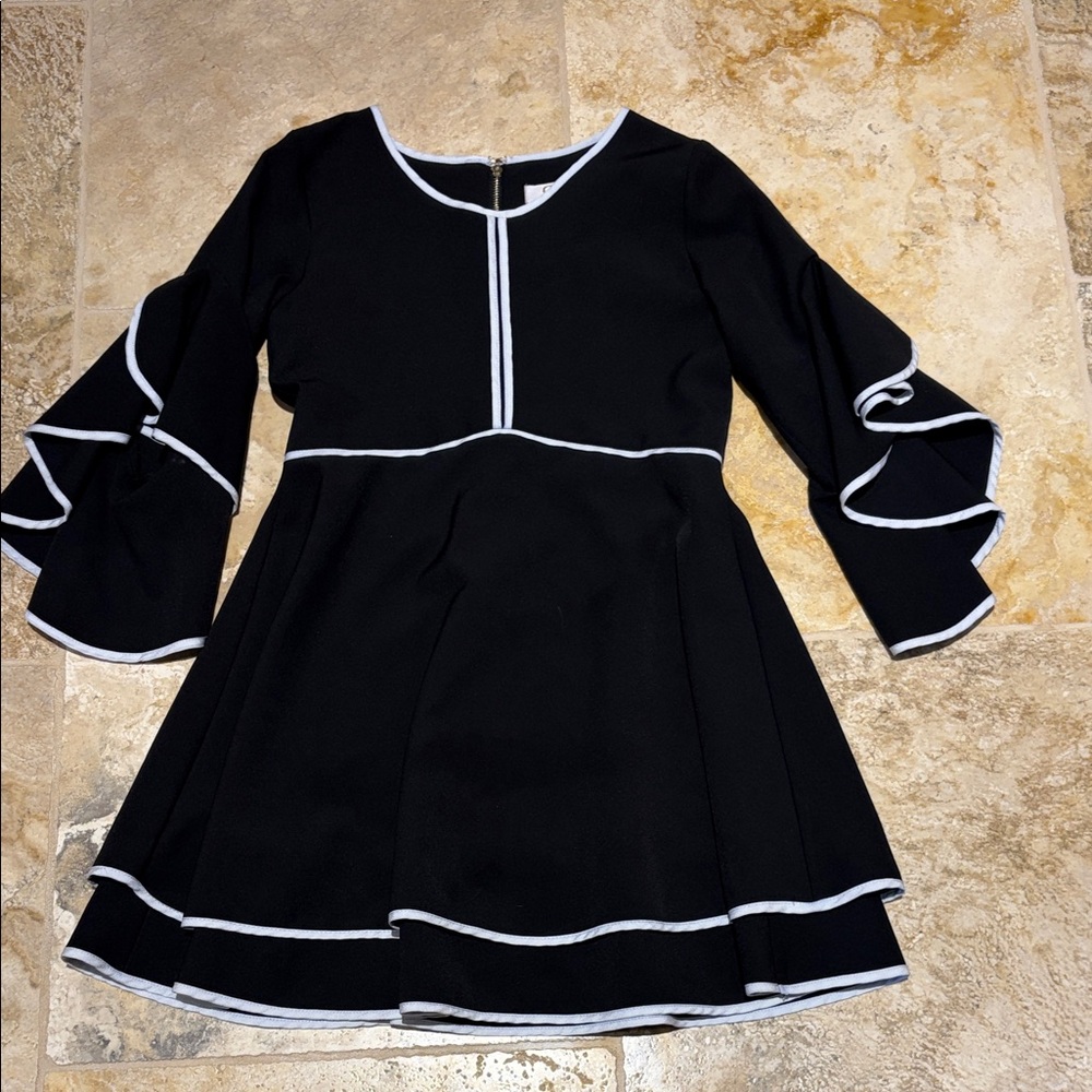 GB Girls Black Dress with White Accents